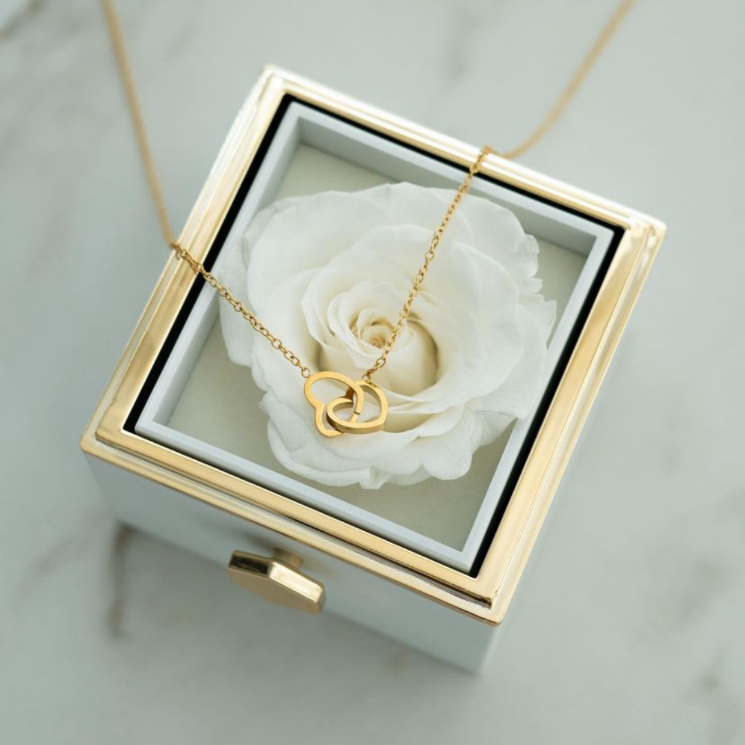 Eternal Rose Box with Custom Engraved Necklace